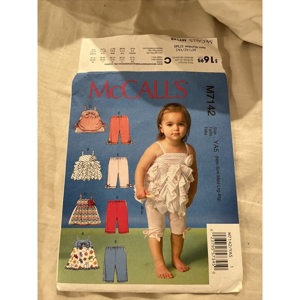 McCall's Sewing Pattern M7142 - Infants Tops and Leggings - Sz Nbn-Xlg Uncut